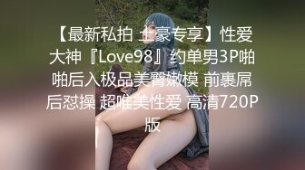 【最新私拍 土豪专享】性爱大神『Love98』约单男3P啪啪后入极品美臀嫩模 前裹屌后怼操 超唯美性爱 高清720P版